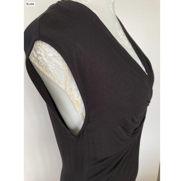 MICHAEL Michael Kors Sleeveless Center Front Ruched Rayon Black Midi Dress S/P - Picture 6 of 15